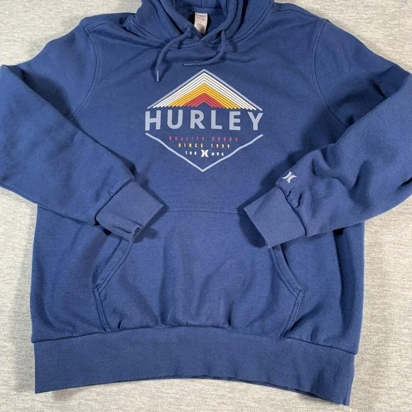 Hurley Hoodie Pullover Sweatshirt Mens‎ Large Fleece 90s Quality Goods Retro Y2K - Picture 3 of 13